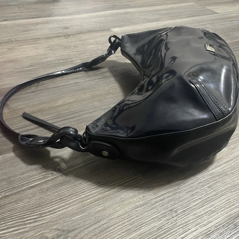$249 DONALD J PLINER Navy Duval Patent Leather Hobo Shoulder Bag